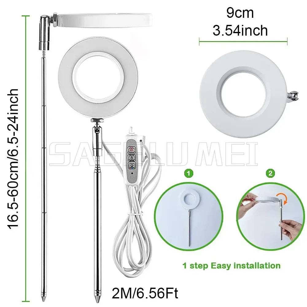 5V Angel Ring LED Grow Lights Full Spectrum Plant Growth Lights Height Adjustable Halo Lamp For Indoor Plants Dimmable Phytolamp
