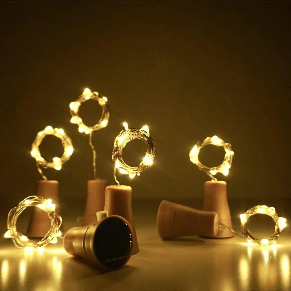 20LEDs Solar Wine Bottle String Light Solar Copper Wire Fairy Lights Cork Shape Christmas Lamp For Wedding Party Garden Decor