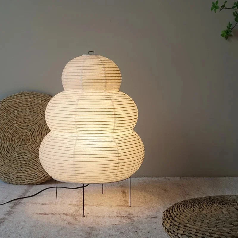 Japanese Design Akari Noguchi Yong Table Lamp White Rice Paper Decorative Desk Lights for Bedroom Living/Dining Room Study Loft