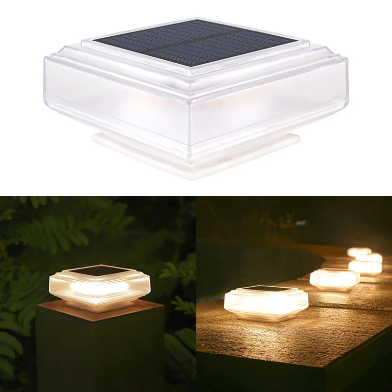 HOMEFISH 30LED Solar Pillar Light Waterproof Post Cap Light Outdoor Fence Post Lamp for Garden Lawn Wooden Posts Camping Decor