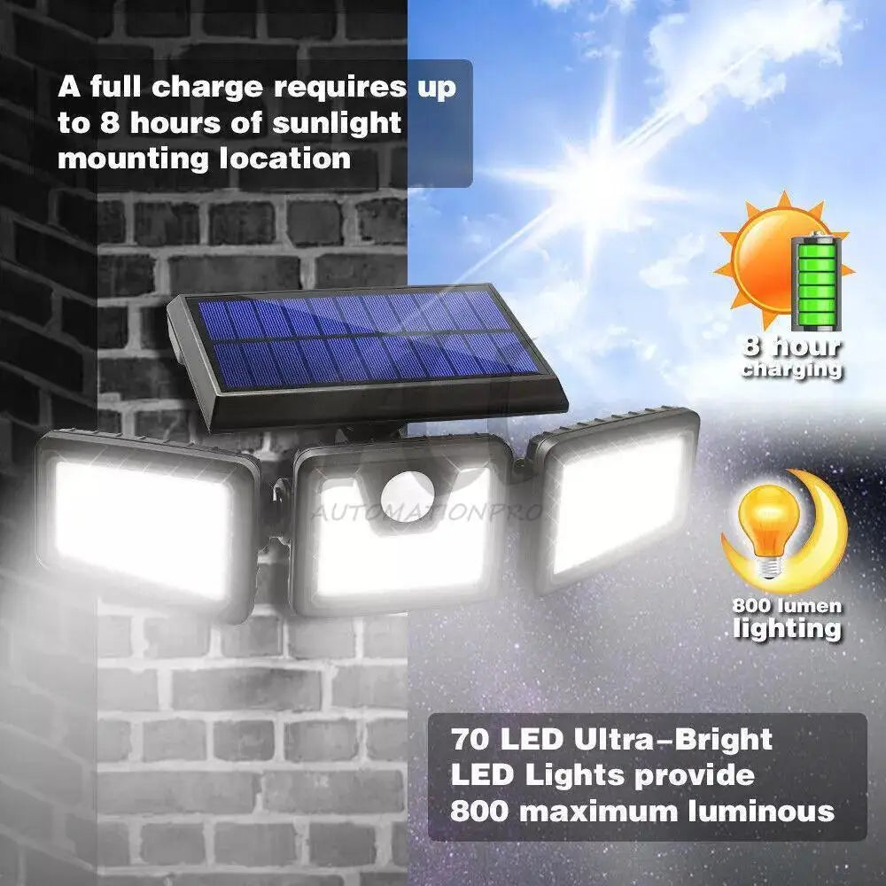 2 Pack LED Motion Sensor Solar Lights  Outdoor IP65 Waterproof Security Lamp