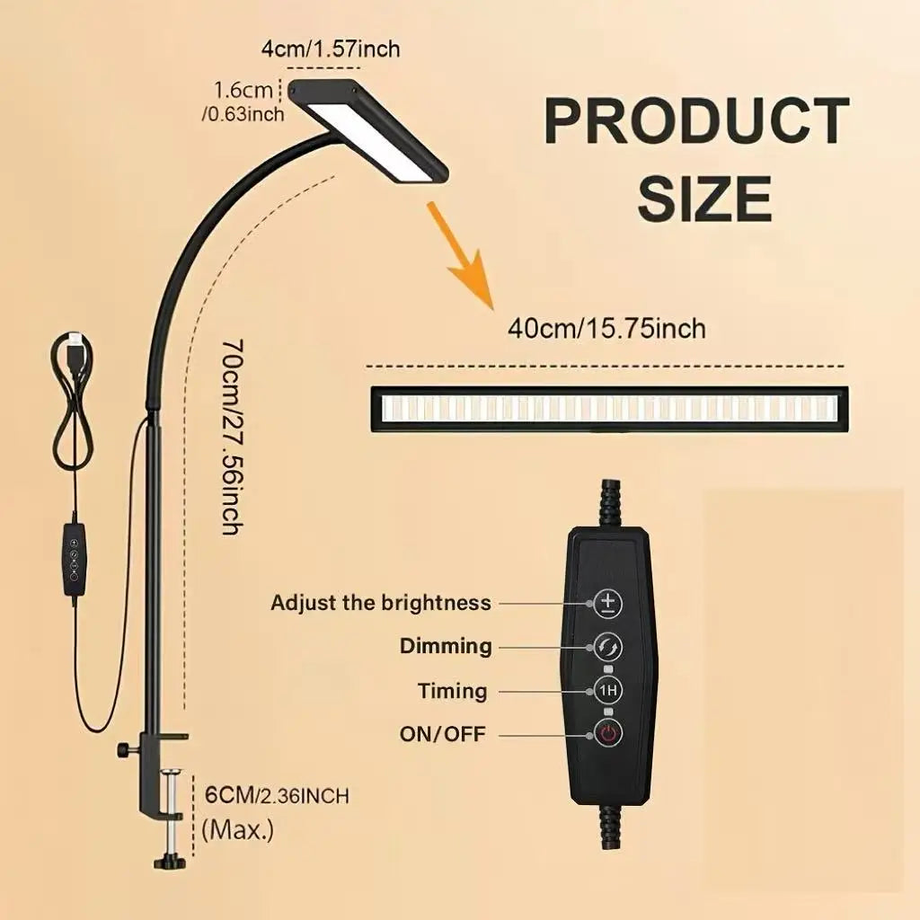 LED Desk Lamp with Sturdy Clamp 88 LEDs Eye-Caring Light, Stepless Dimming Adjustable Flexible Gooseneck USB Powered Task Light for Office Home Study Reading Gaming Workbench