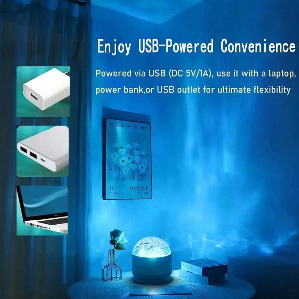 Romantic Water Ripple Light 16 Colors Ocean Wave Projector Remote 30 Modes 3D Aurora Glow Diamond Cut Design For Living Space Bedroom Bar Restaurant