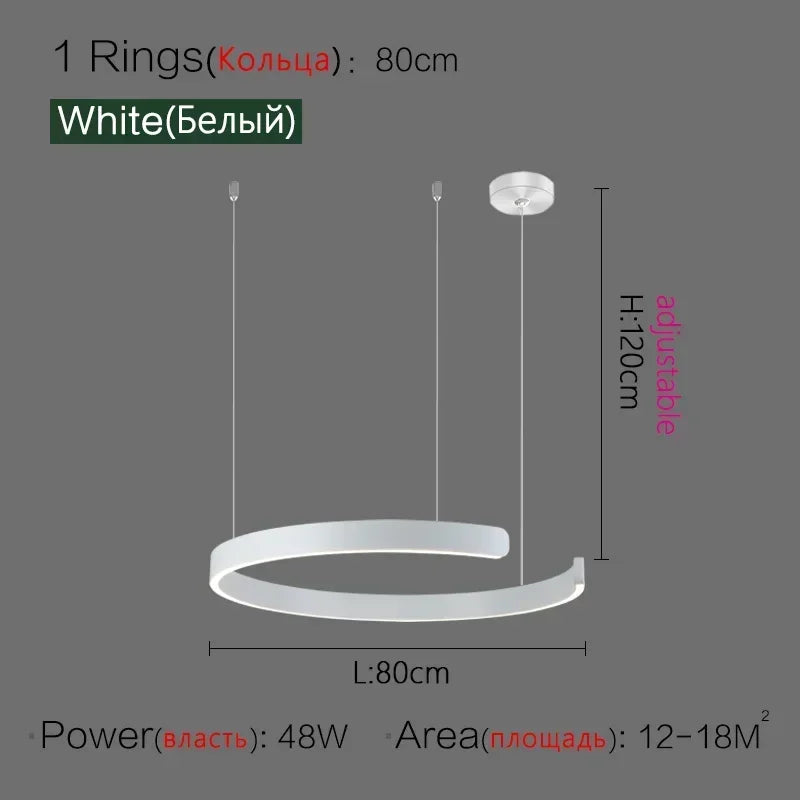 Modern Art Circle Rings Ceiling Chandeliers Hanging Pendant Led Lighting for Living Room Staircase Hotel Decor Suspension Lustre