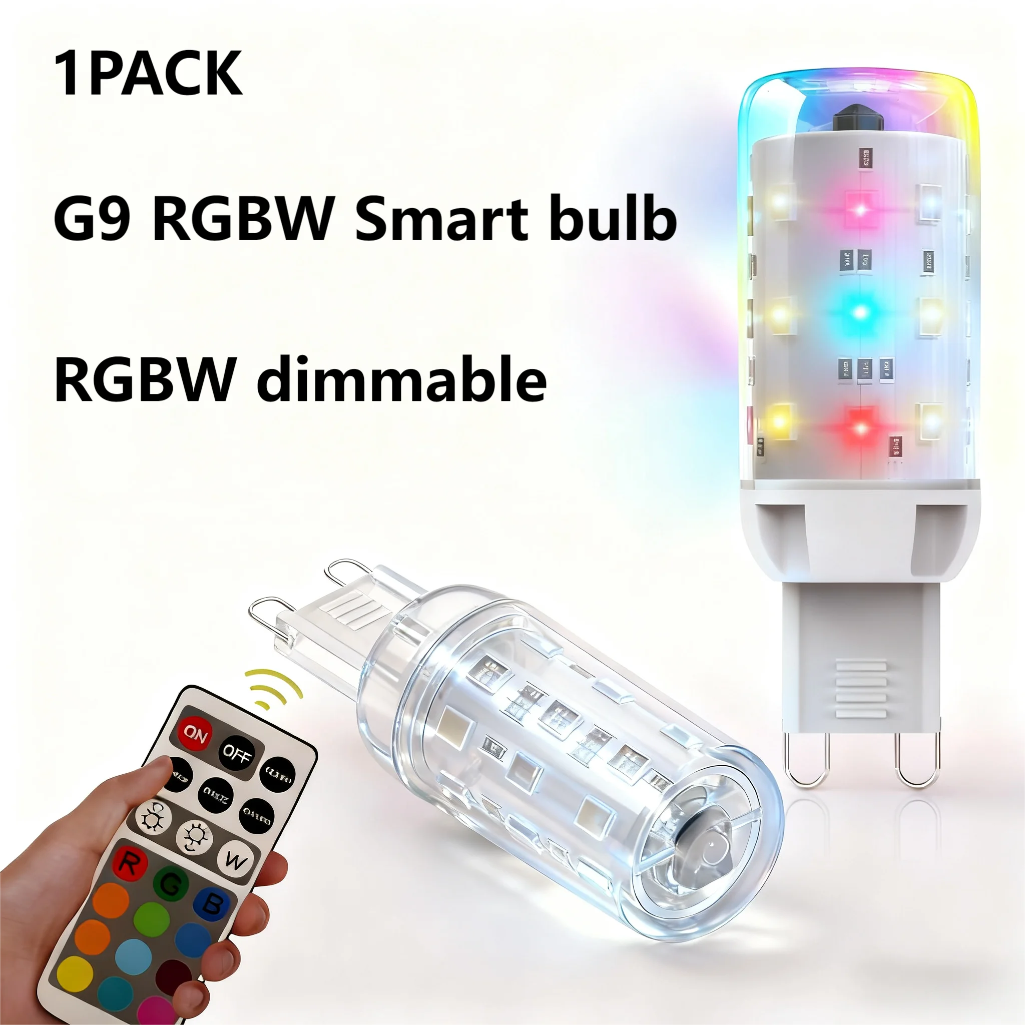 G9 LED Bulb Dimmable,12 Color RGB+Warm White 3000K Color Changing with IR Remote Control Control, AC100-240V, Halloween,1 Pack