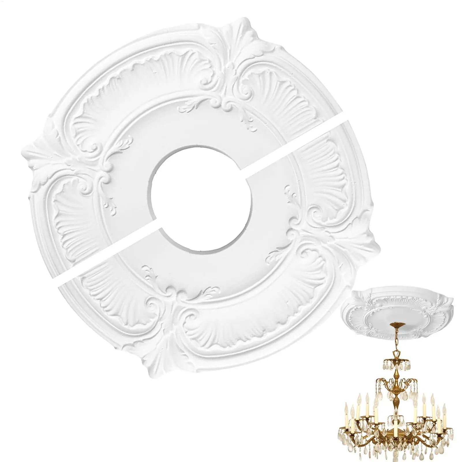Split Medallion For Ceiling Light Chandelier Base Disc Round PU Decorative Ceiling Fan Lamp Cover Split Plate Elegant Trim