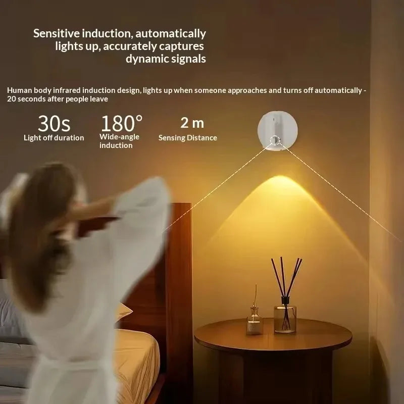 LED Magnetic Rechargeable Wall Spotlight Wireless No Punch Touch Switch Dimmable Reading Light Bedroom Bedside Cabinet Lighting