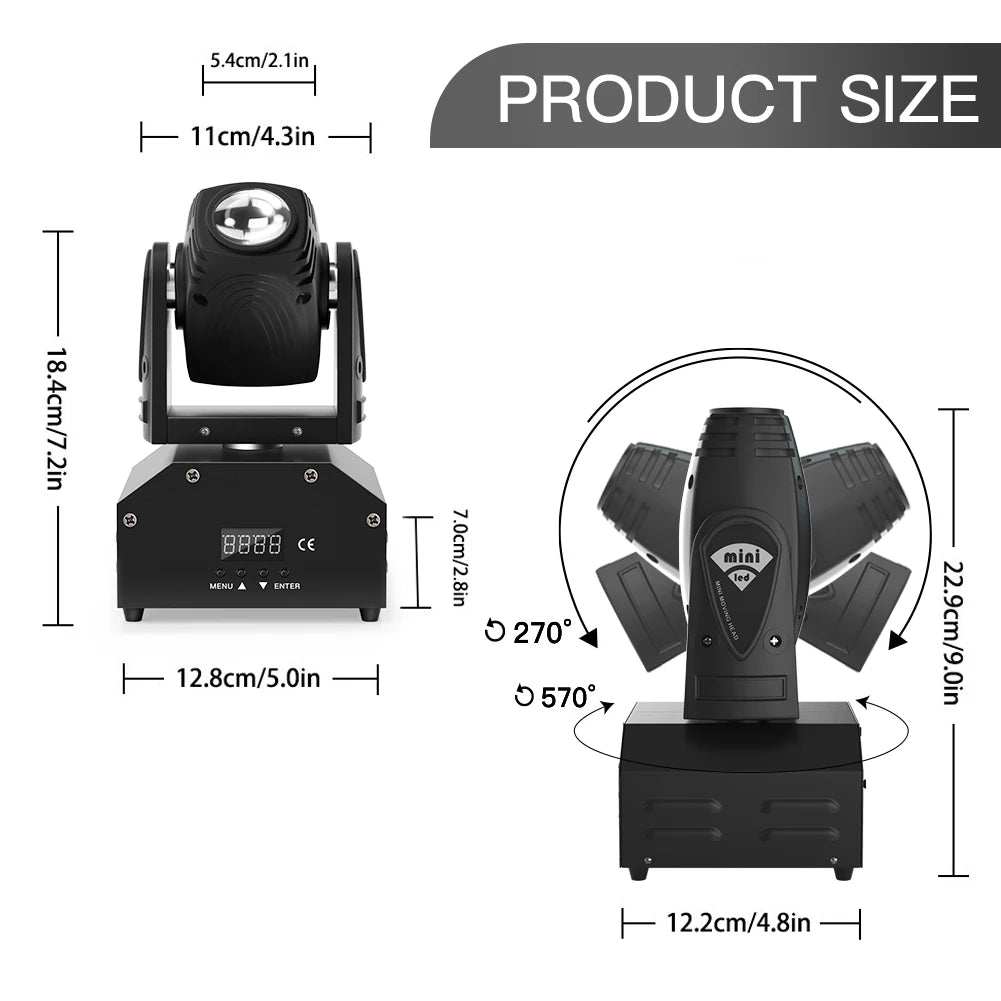 U'King Mini Beam Moving Head Lights 10W RGBW 4IN1 LED Stage Lights DMX512  Spotlight For Wedding Club Christmas Party Bar Show