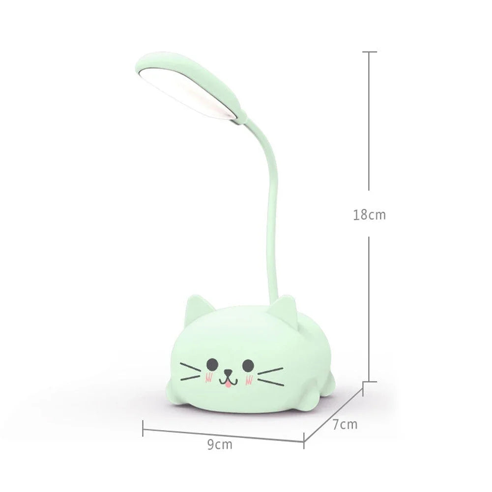 USB Night Light Foldable Cute Cat Student Learning Light Rechargeable 400mAh Adjustable Gooseneck Kids Gifts for Bedroom Office