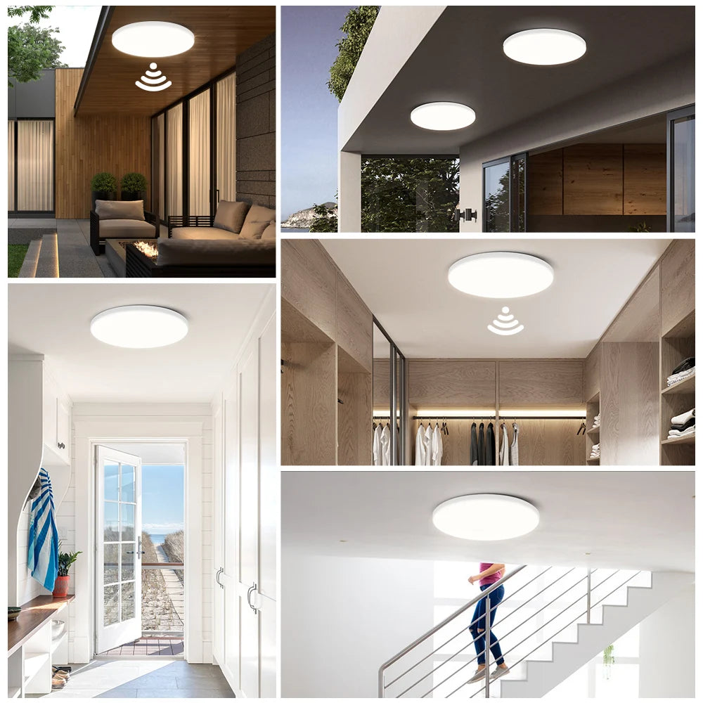 LED Radar Sensing Ceiling Light Intelligent Panel Lamp Motion Sensor Light Home Ceiling Lamp For Hallways Aisle Stairways Garage