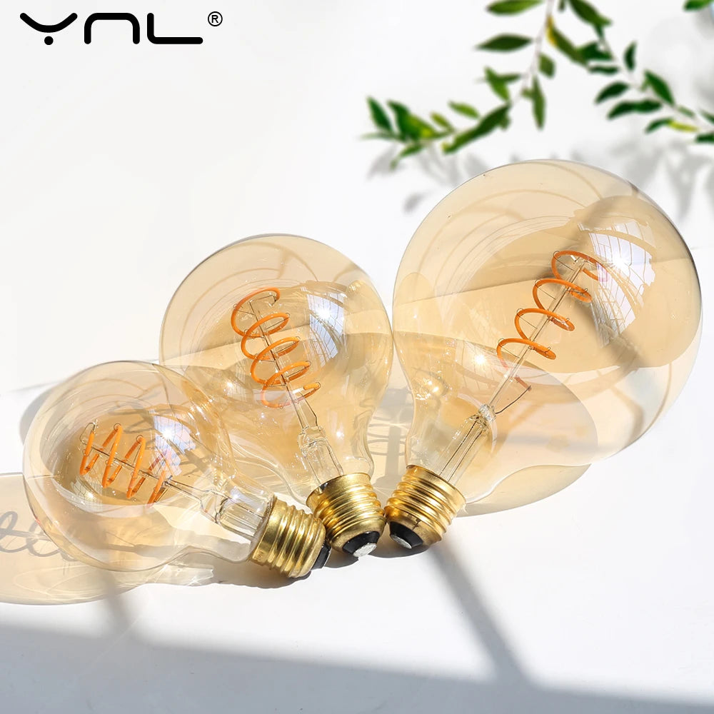 E27 LED Filament Light Bulb 220V 4W A60 ST64 T45 T185 G80 G95 G125 Retro Vintage Ampoules LED Edison Lamp Spiral Bulb For Home