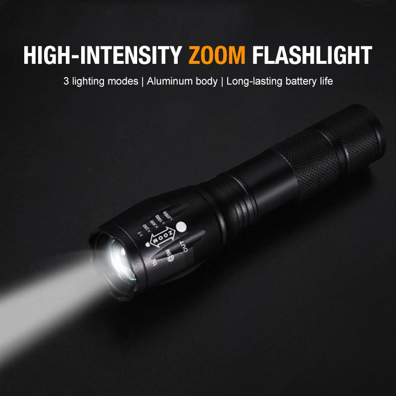 T6 Strong Light Flashlight LED Aluminum Alloy Telescopic Zoom Battery Version Charging Outdoor Searchlight Remote Flashlight