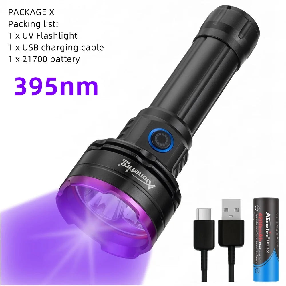 3 Led 30W 365nm/395nm UV Flashlight High Power Ultraviolet Curing Scorpion Money Ore Scorpion Cat Pet Urine Stains Marker Lamp