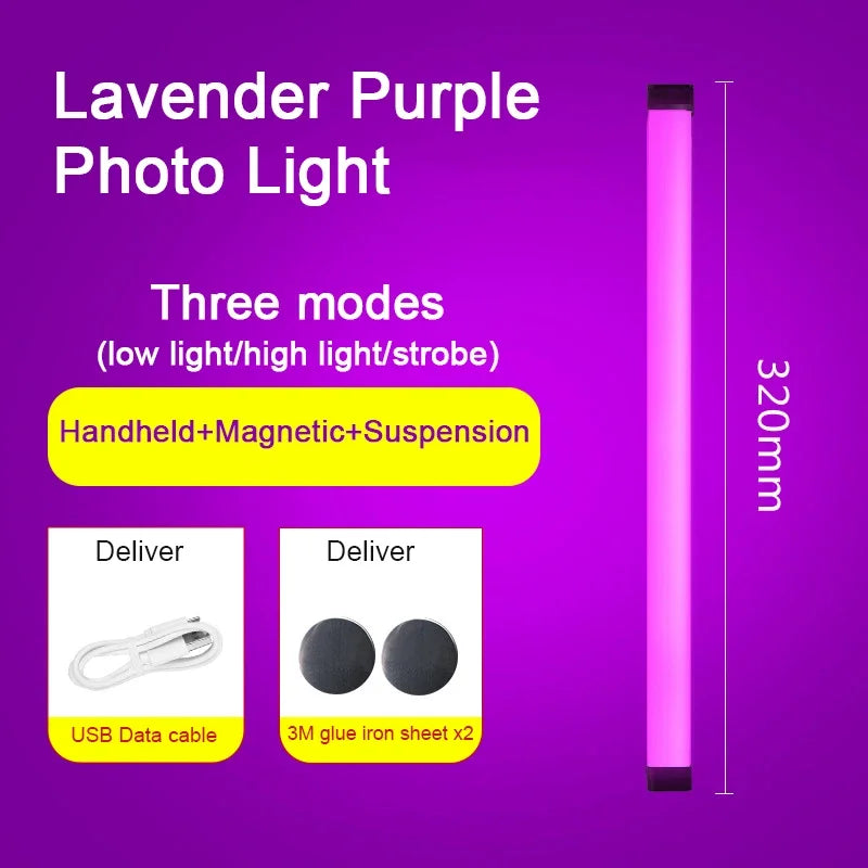 Colorful Tube Light RGB Light 32cm USB Light Night Light Purple Blue Light Stick Room Lamp Handheld Hanging Fill Light Photo