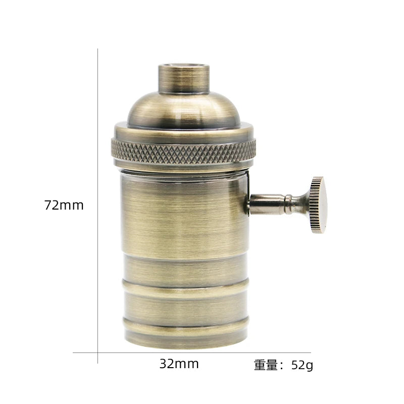 E27 Lamp Base  DIY Lampholder With Switch Edison Vintage Lighting Screw Socket Antique Brass Lamp Holder Fixture