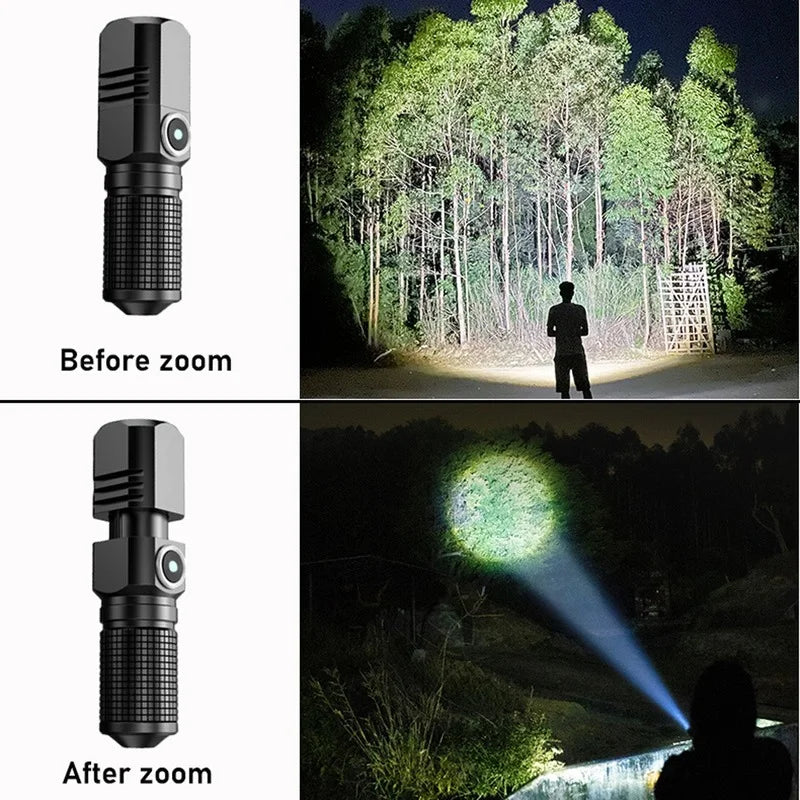 2024 Powerful Led MINI Flashlight XHP90 Built in Battery Shot Long Type-c Rechargeable Flash Light EDC Torch Lamp For Camping