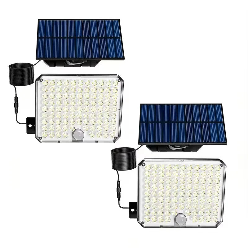 1/2Pack 95 LED Solar Security Lights Outdoor, Separated Solar Panel with Cable Motion Sensor Solar Flood Light, IP65 Waterproof Solar Wall Light for Yard Garage Patio Garden