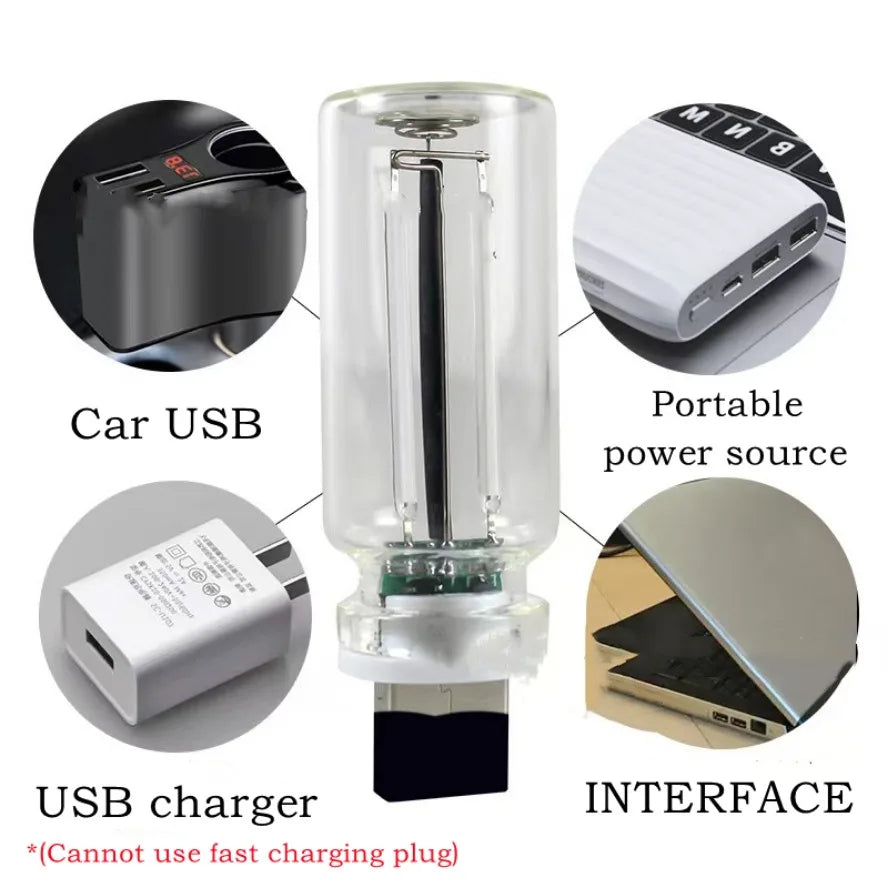 Touch Dimming USB LED Filament Glass Bulb 5V Retro Edison Bulb Night Light Car Decoration Incandescent Eye Protection Lighting