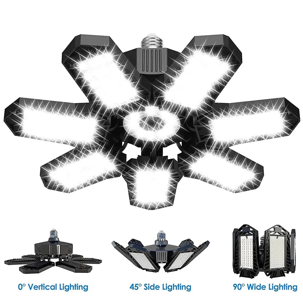 Deformable LED Garage Light with 3/6/7 Adjustable Panel LED Bulb Night Lamp for Workshop Warehouse Shop E26/E27 Ceiling Lighting