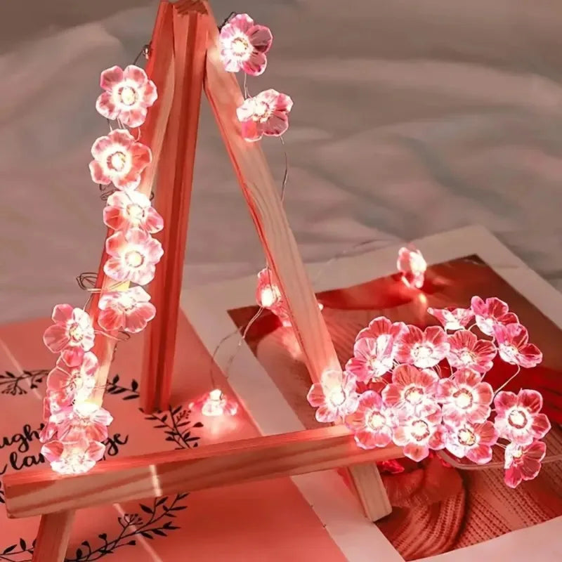 LED Cherry Blossom Fairy Light Battery Powered Pink Warm Light Cherry Blossom String Light Suitable for Indoor Decorative Lights