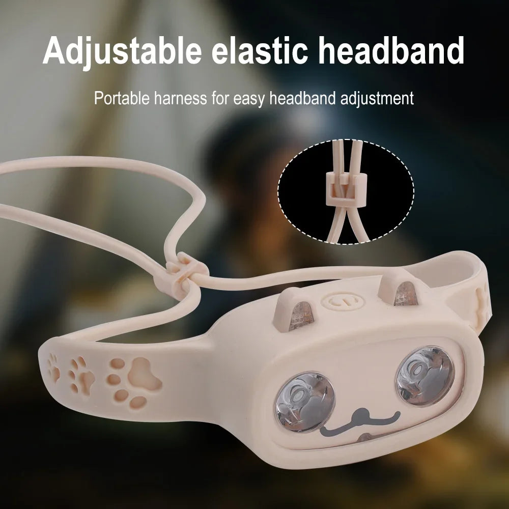 BORUiT Kids LED Headlamp Rechargeable Built-in Battery Flashlight 4 Lighting Modes Outdoor Camping Head Torch for Kids Gift