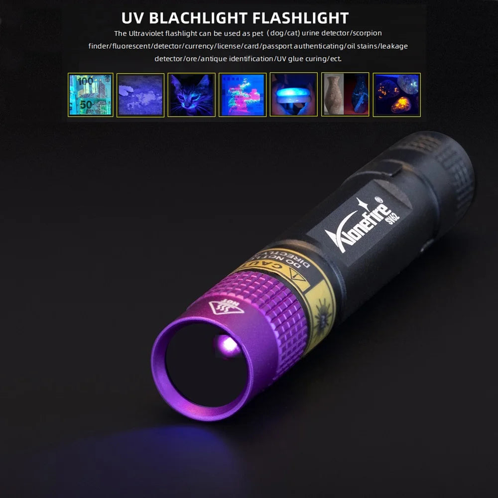 SV62 3W UV 365nm LED Flashlight AAA Mini Pen Ultraviolet Torch Money Marker Ore Pet Urine Stain Scorpion Black Light Detector