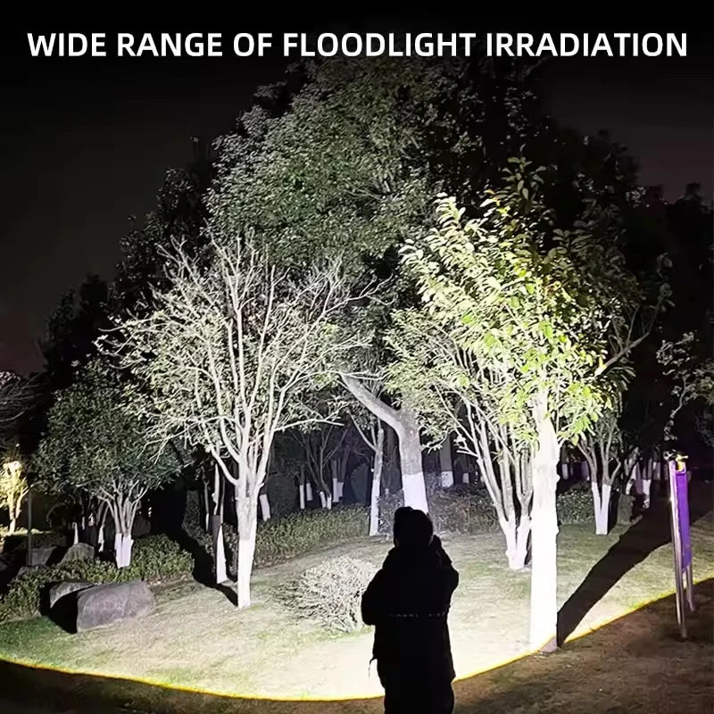 Telescopic Zoom Tactical Flashlights Rechargeable LED Torch 4 Lighting Modes Long-Range Waterproof Camping Fishing Flashlight
