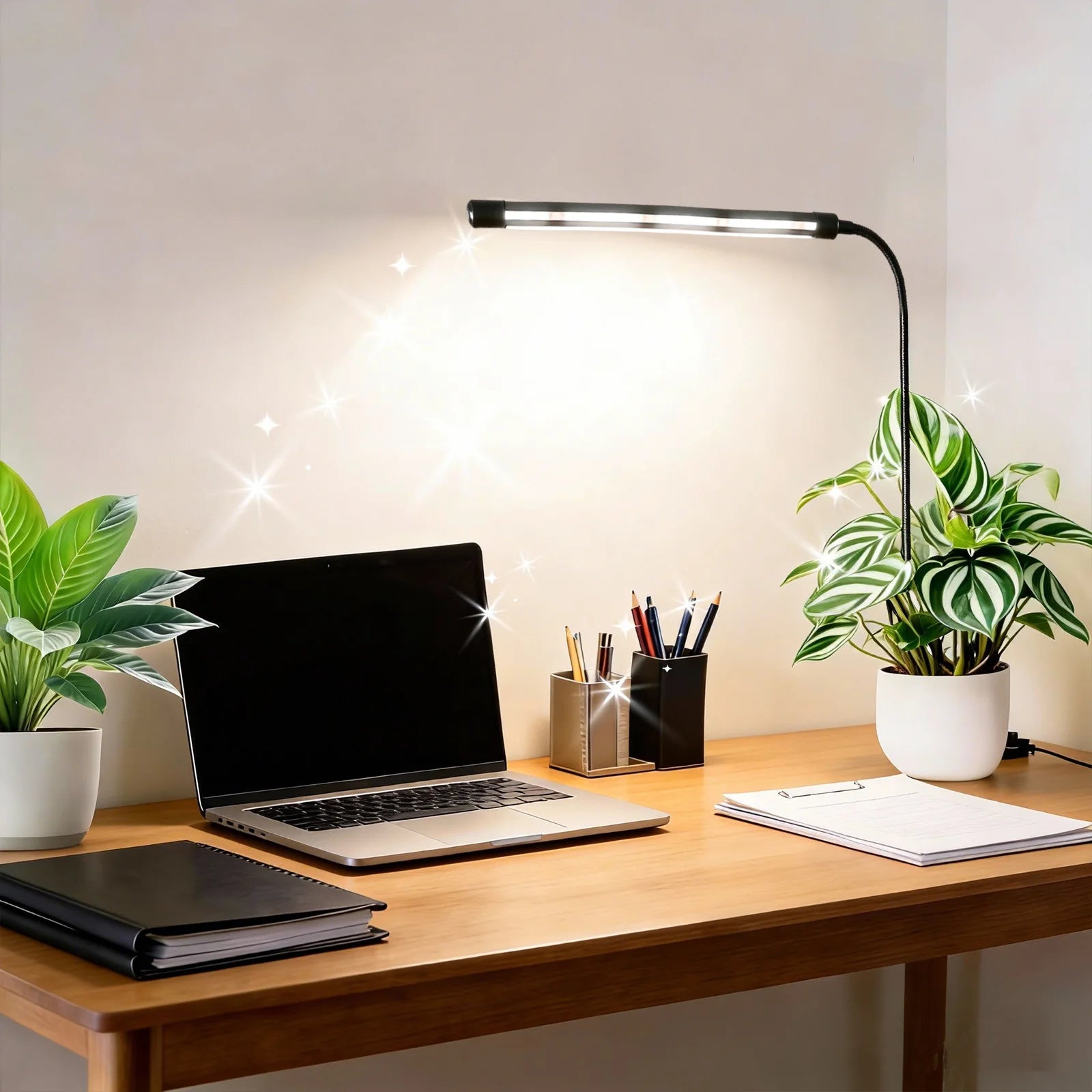 48LEDs Grow Lights for Indoor Plants 6000K Full Spectrum Ground Plug Grow Light with Gooseneck With 5 Level Dimmable & Auto Timer for Small and Indoor Plants