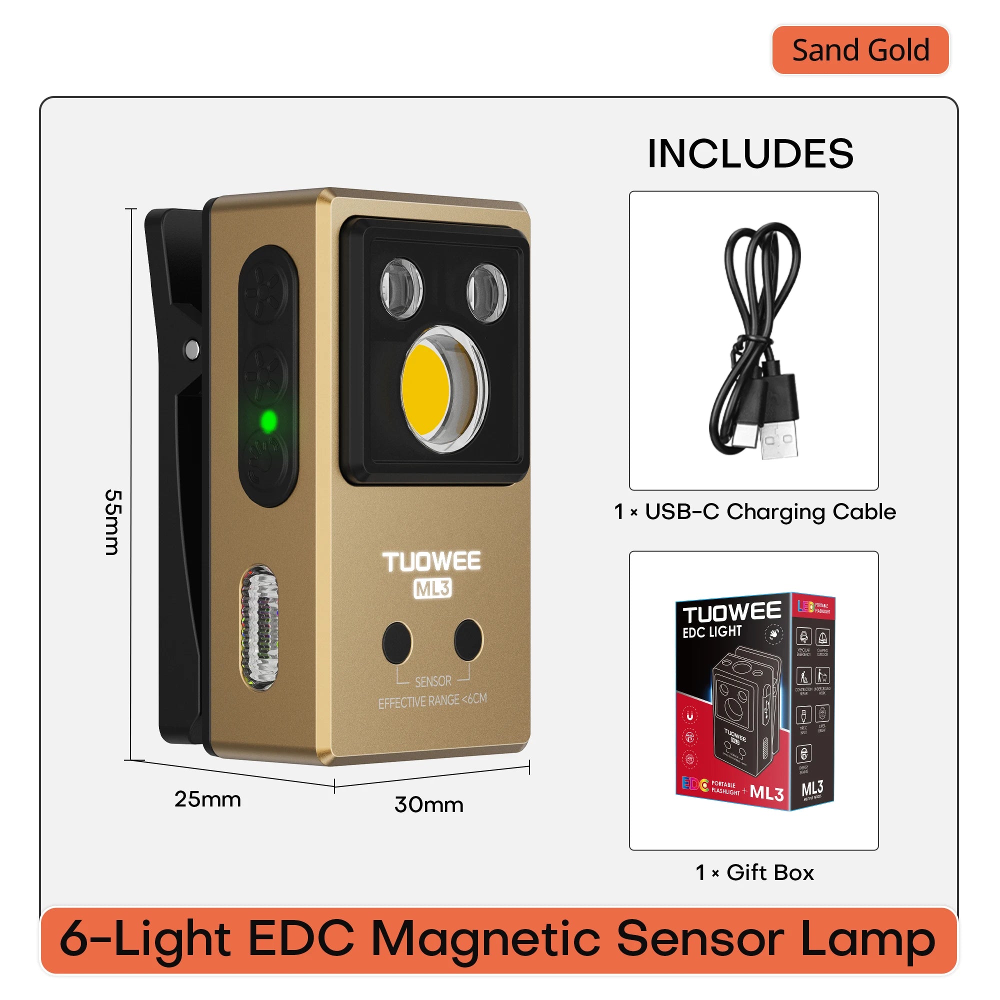 Multi‑Source EDC Magnetic Flashlight Gesture Control Rechargeable Clip Torch UV Black Light RGB Ambient Light Waterproof for Camping Pet Inspection Repair