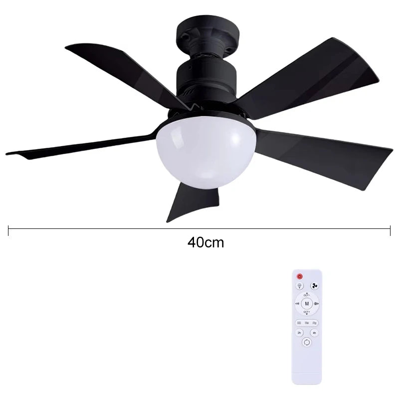 40CM E27 Ceiling Fan Lights with Remote Control Dimming LED Fan Light Black/White Style Cordless Light Socket Fan for Kitchen Bedroom Small Room