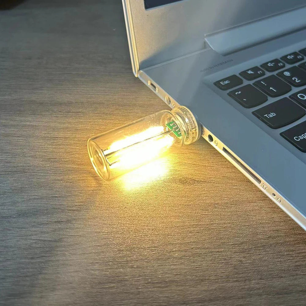 LED Touch Dimming Night Light USB Filament Glass Bulb 5V Retro Edison Bulb Car Decoration Halloween Decor Atmosphere Light