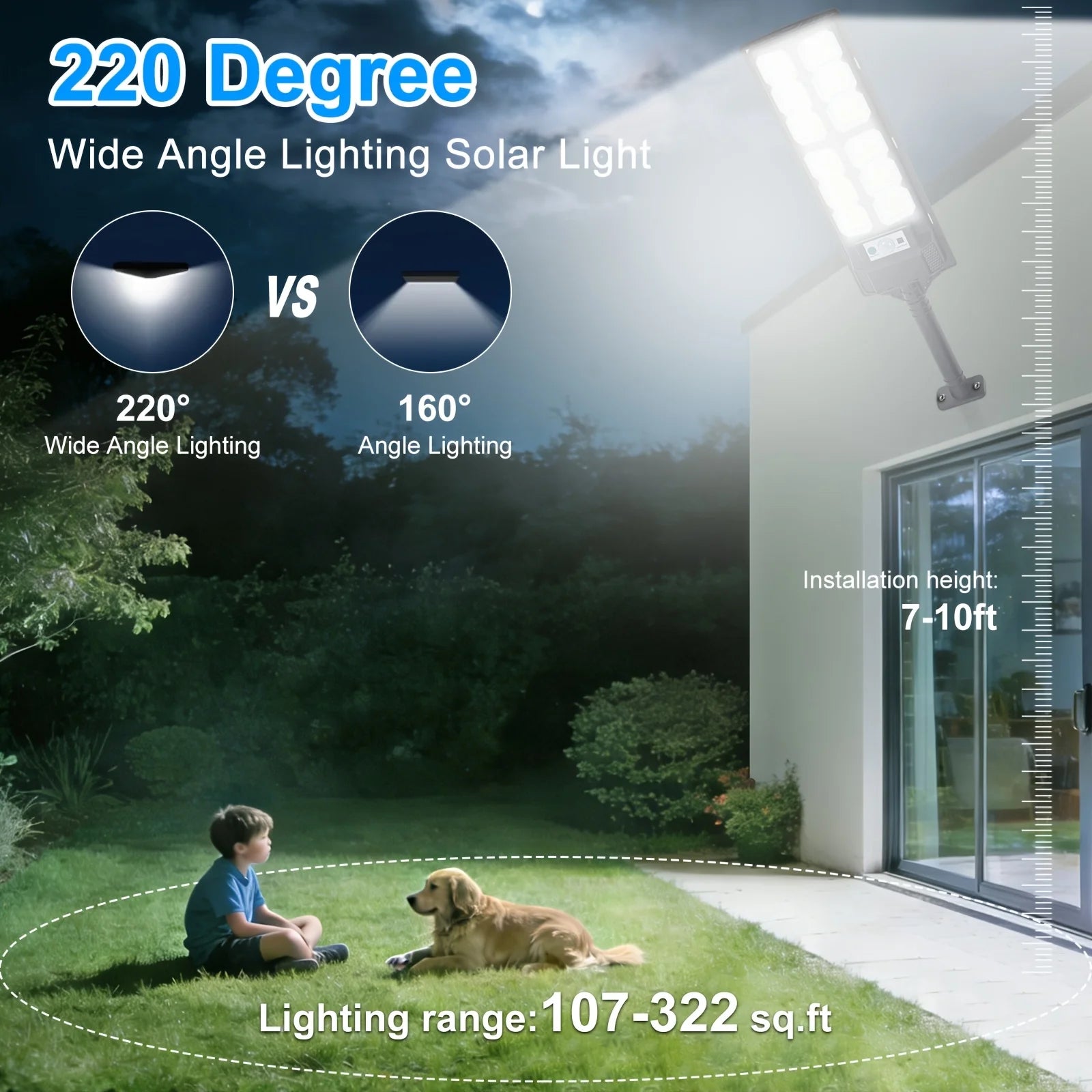 IPX7 Waterproof Solar Street Light Outdoor, LED Solar Wall Light with Motion Sensor, Timer for Garage Garden, Entryway Garage