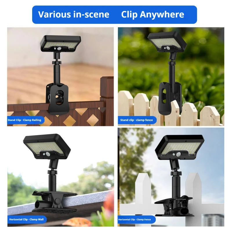 New Solar Powered Dual-use Clip-on Outdoor Garden Light for Villa Fence, Outdoor Landscape Park Lawn Light