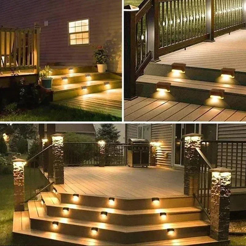 Solar Deck Lights Outdoor Step Lights Waterproof Led Solar Lamp for Railing Stairs Step Fence Yard Patio and Pathway