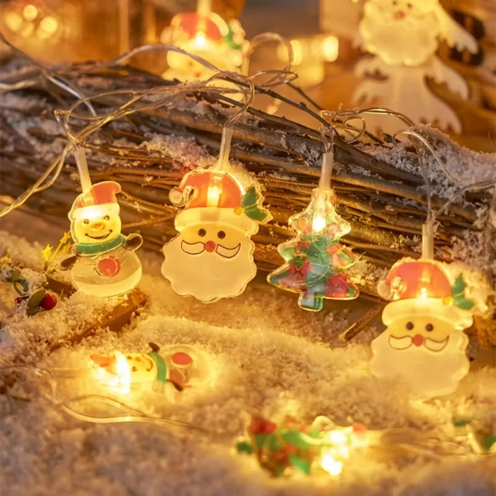 1PC 1.5M10LED Santa Claus Snowman Christmas Tree Light String,powered by AA batteries,Excluding Battery,Christmas Decoration ﻿