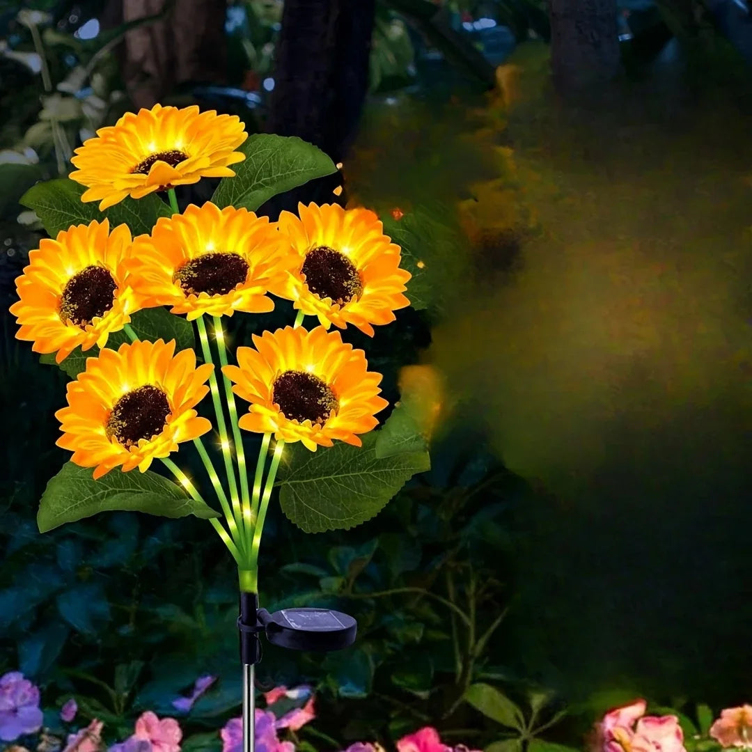 NEWEST 6/3/1Head Solar Simulation Sunflower with Luminous Pole LED Lights Garden Yard Lawn Night Lights Landscape Decor Lamp