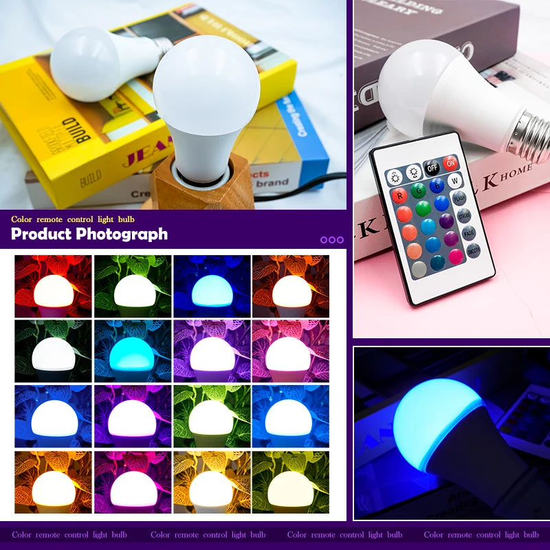 LED RGB Light Bulb AC 220V 230V E27 Lampas LED 7W IR Remote Control Changeable Colorful RGBW Led Lamp Spotlight Bulb