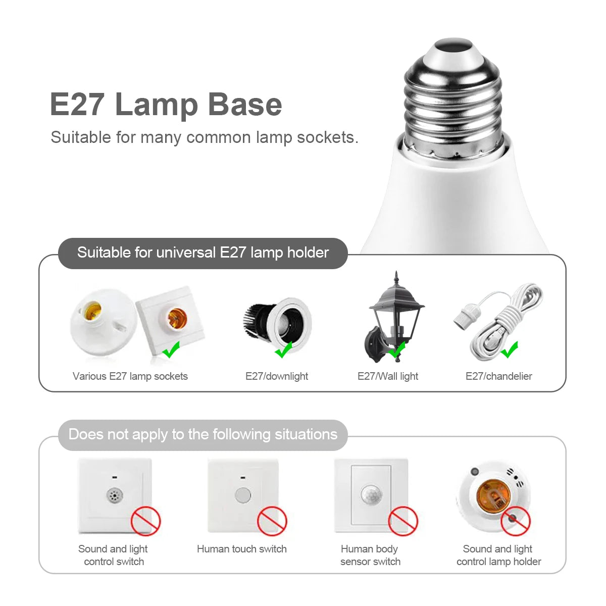2PCS /Pack LED Bulb Light E27 Radar Motion Sensor 220V White Lamp Working in Night Auto On for Home Living Room Stairs Pathway
