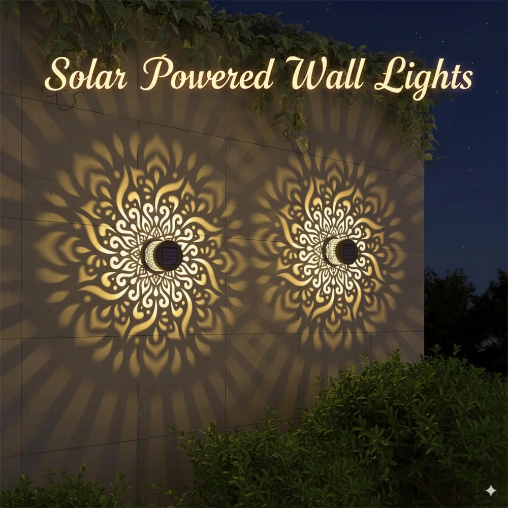 Outdoor LED Solar Fences and Wall Lights, Metal Mandala Lights, for Gardens, Lawns, Estates, Fences, Corridors, Lawns, Porches