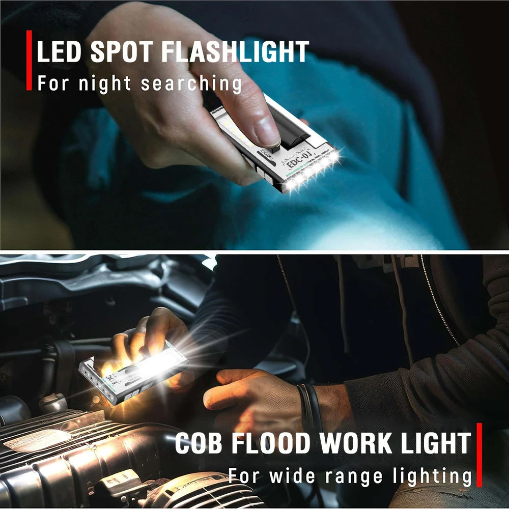 Portable Rechargeable LED Torch Light, Waterproof Outdoor Work 6 Lighting Modes Flashlight with Magnetic Compact LED Flashlight