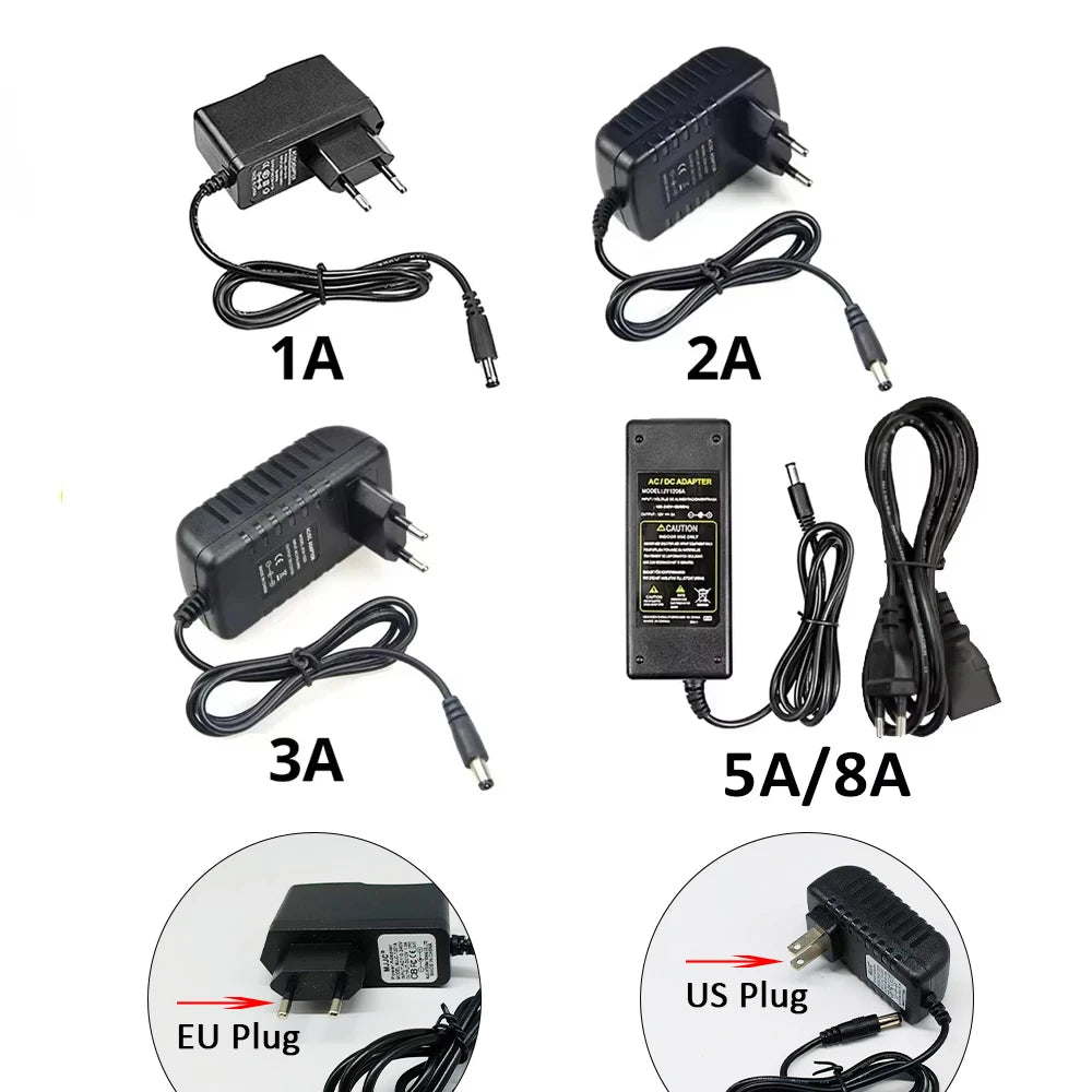 12V LED Adapter AC 100V-240V to DC 12V Transformer 1A 2A 3A Electronic Power Supply Converter LED Driver For LED Strips Light EU