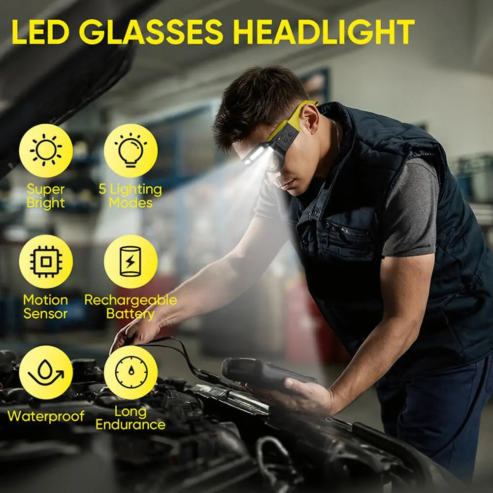 Upgrade LED Glasses Rechargeable Headlight Glasses For Outdoor Cycling and Night Fishing with 5 Modes