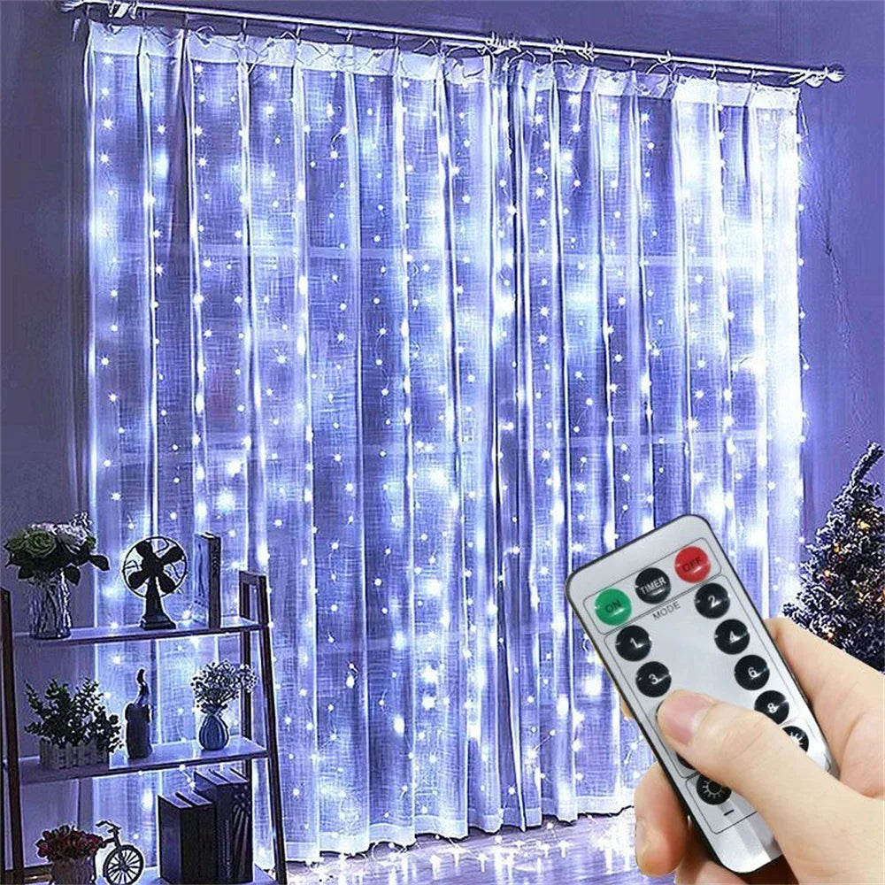3M 6M USB LED Curtain 8 Modes Light with Remote Wedding Bedroom Living Room Ramadan Decorations EID Mubarak Valentine's Day 2026