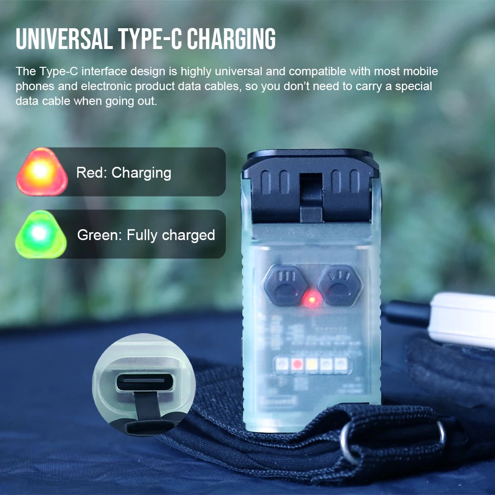Trustfire MINIX5 750LM EDC Flashlight Rechargeable IP66 Waterproof Red UV Light Floodlight Spotlight Side Light Compact LED Torch Camping Hiking Emergency Everyday Carry