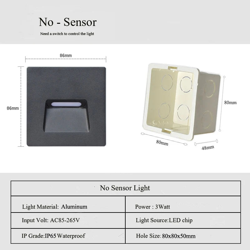 Outdoor Lighting Recessed Wall Lamp Waterproof IP65 3W Led Embedded  Step&Stair Balcony Porch Aisle Yard Outside Night Light