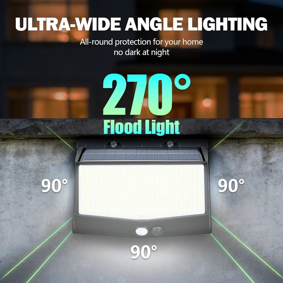 100/468 LED Porch Light Outdoor Waterproof Lamp 3 Mode PIR Solar Wall Light Auto Adjust Brightness Motion Sensor for Garden
