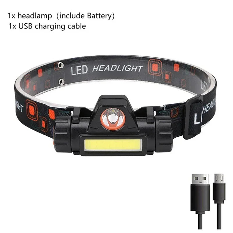 1200 Lumen Bright Headlamp Flashlight LED Rechargeable Headlight Red Light Waterproof Motion Sensor Head Lamp Fishing Head Light