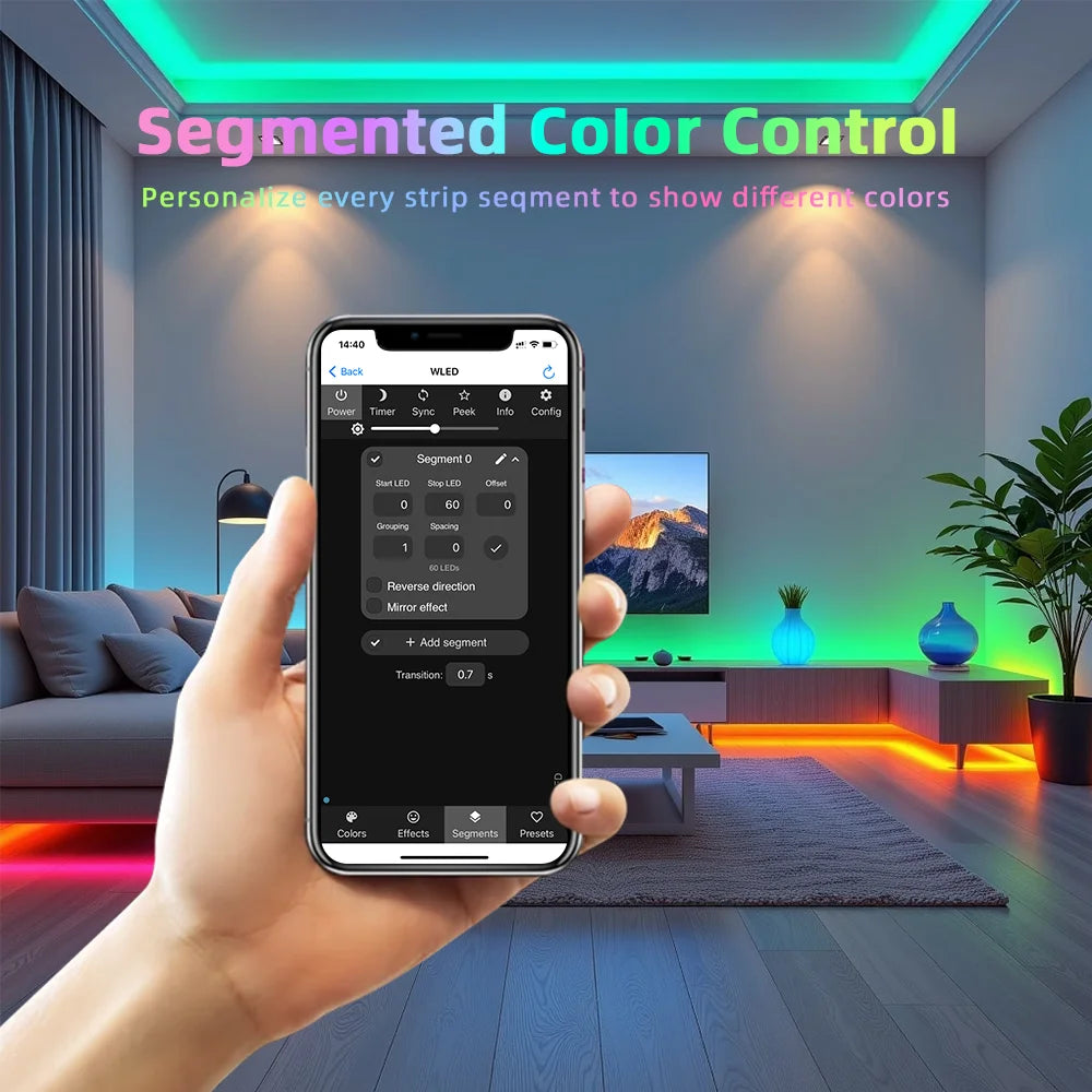 DOMRAEM WLED LED Strip Controller USB-C ESP8266 ESP32 Mic Sync 16A Fuse Level Shifter WS2812 SK6812 RGBIC Digital Pixel Light