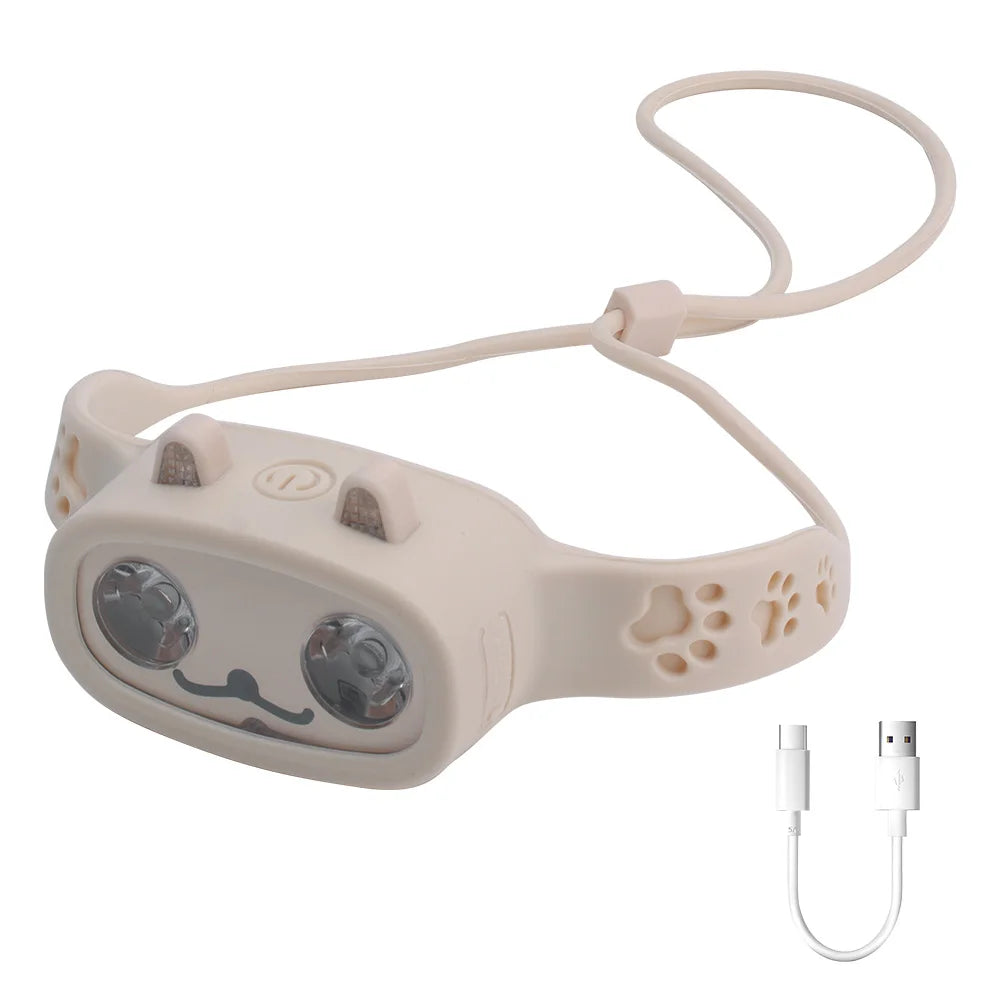BORUiT Kids LED Headlamp Rechargeable Built-in Battery Flashlight 4 Lighting Modes Outdoor Camping Head Torch for Kids Gift