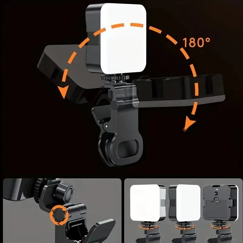 Professional Clip On Phone Ring Light with 10 Brightness Levels USB Rechargeable Portable Selfie Fill Light for Live Streaming